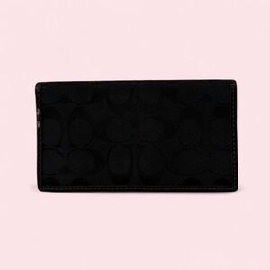 Y2K Coach Black Signature Canvas Checkbook Wallet